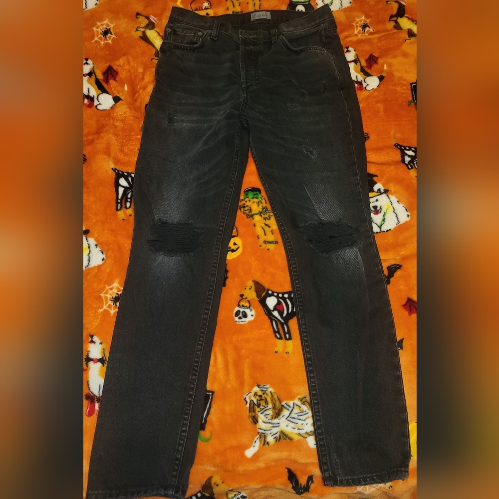 Boyish The Billy High Rise Skinny Touch of Evil Black Distressed Jeans Sz 29‎
